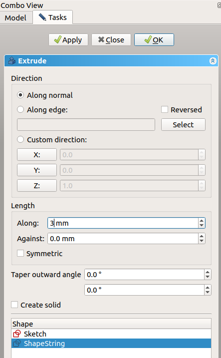 Freecad Setting depth of extrude